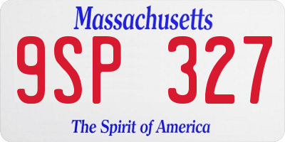 MA license plate 9SP327