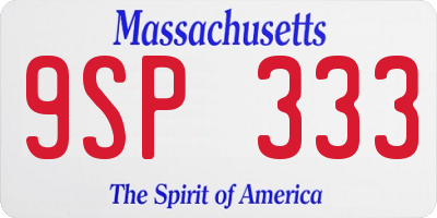 MA license plate 9SP333