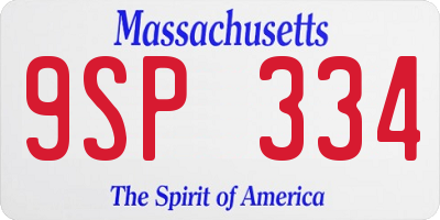 MA license plate 9SP334
