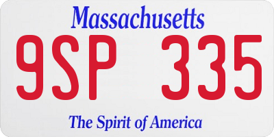 MA license plate 9SP335