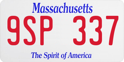 MA license plate 9SP337