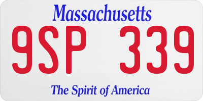 MA license plate 9SP339