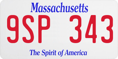 MA license plate 9SP343