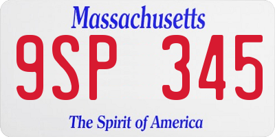 MA license plate 9SP345