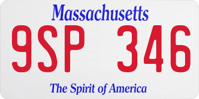 MA license plate 9SP346
