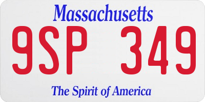 MA license plate 9SP349