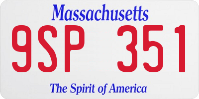 MA license plate 9SP351