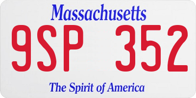 MA license plate 9SP352