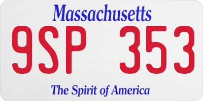 MA license plate 9SP353