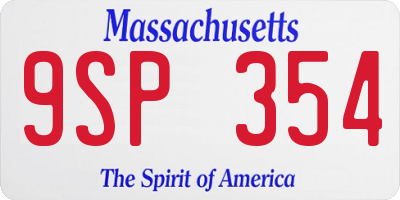 MA license plate 9SP354