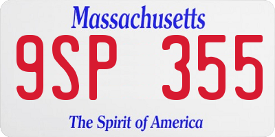 MA license plate 9SP355