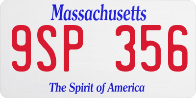 MA license plate 9SP356