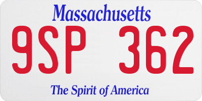 MA license plate 9SP362