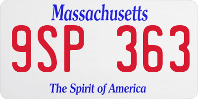 MA license plate 9SP363