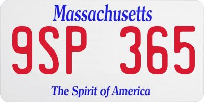 MA license plate 9SP365