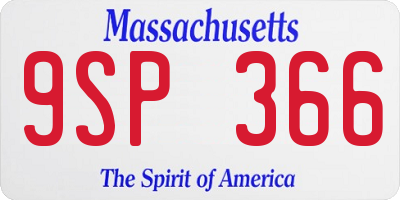 MA license plate 9SP366