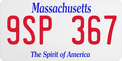MA license plate 9SP367