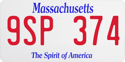 MA license plate 9SP374