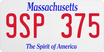 MA license plate 9SP375
