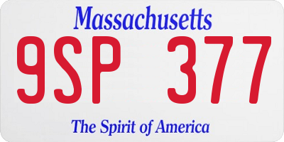 MA license plate 9SP377
