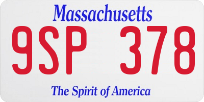 MA license plate 9SP378