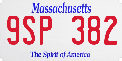 MA license plate 9SP382
