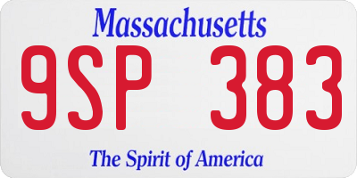 MA license plate 9SP383