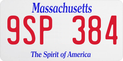 MA license plate 9SP384