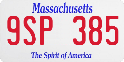MA license plate 9SP385