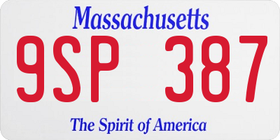 MA license plate 9SP387