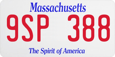 MA license plate 9SP388