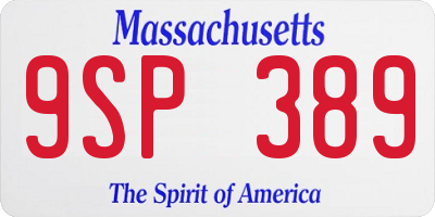 MA license plate 9SP389