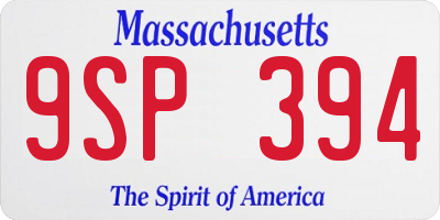 MA license plate 9SP394