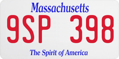 MA license plate 9SP398