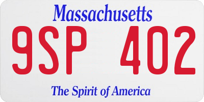 MA license plate 9SP402