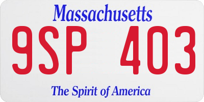 MA license plate 9SP403