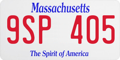 MA license plate 9SP405