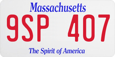 MA license plate 9SP407