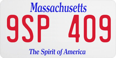 MA license plate 9SP409