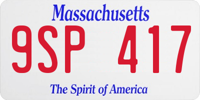 MA license plate 9SP417
