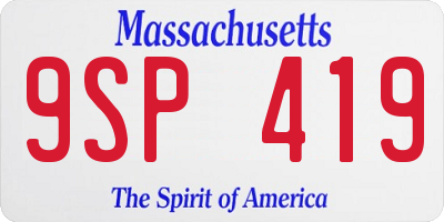 MA license plate 9SP419