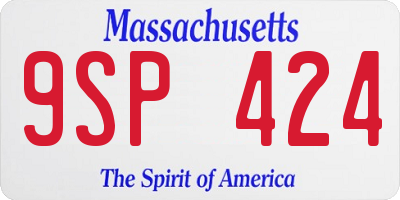 MA license plate 9SP424