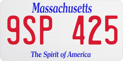 MA license plate 9SP425