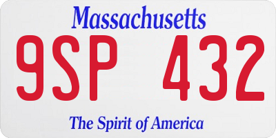 MA license plate 9SP432