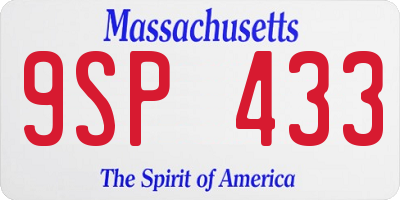 MA license plate 9SP433