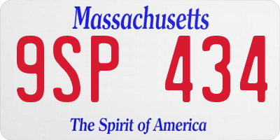 MA license plate 9SP434