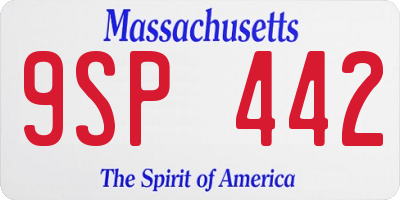 MA license plate 9SP442