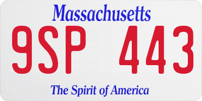 MA license plate 9SP443