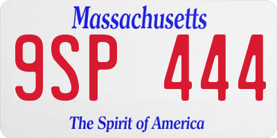 MA license plate 9SP444
