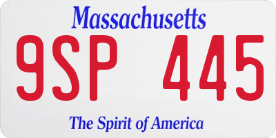 MA license plate 9SP445